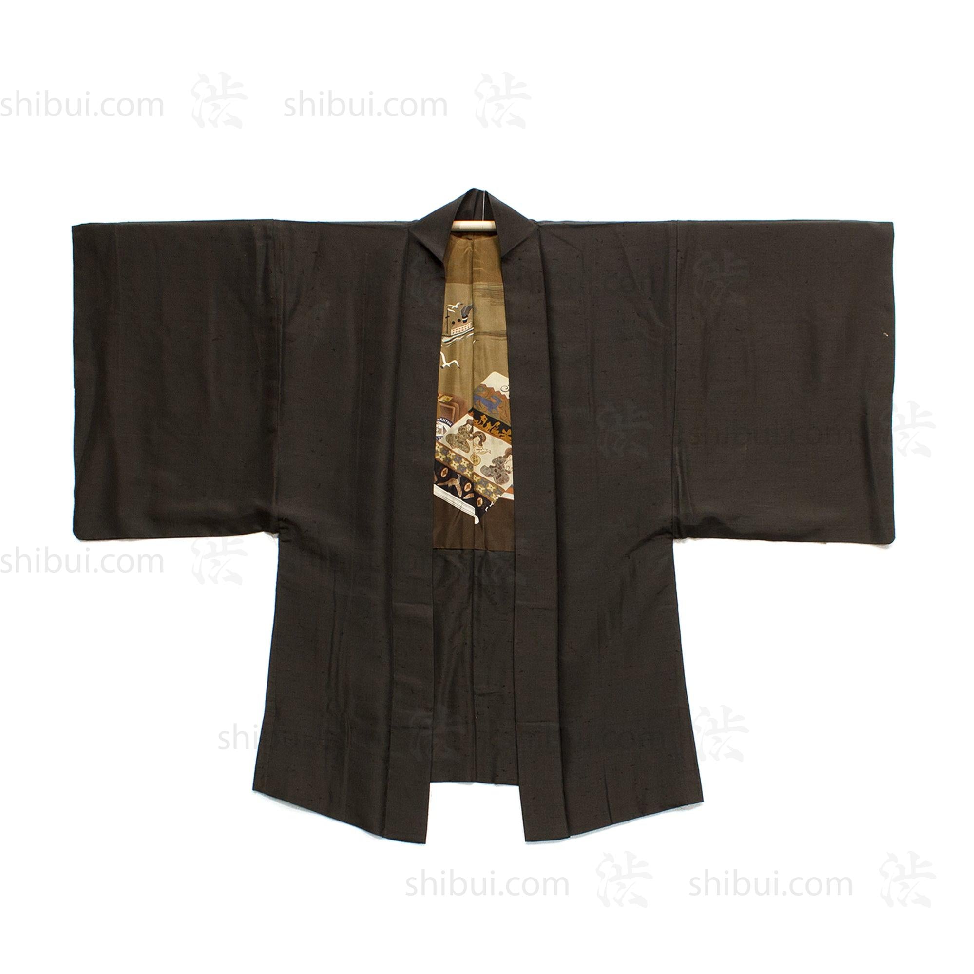 Art Deco -  Early 20th Century Mens Haori With Travel Motif