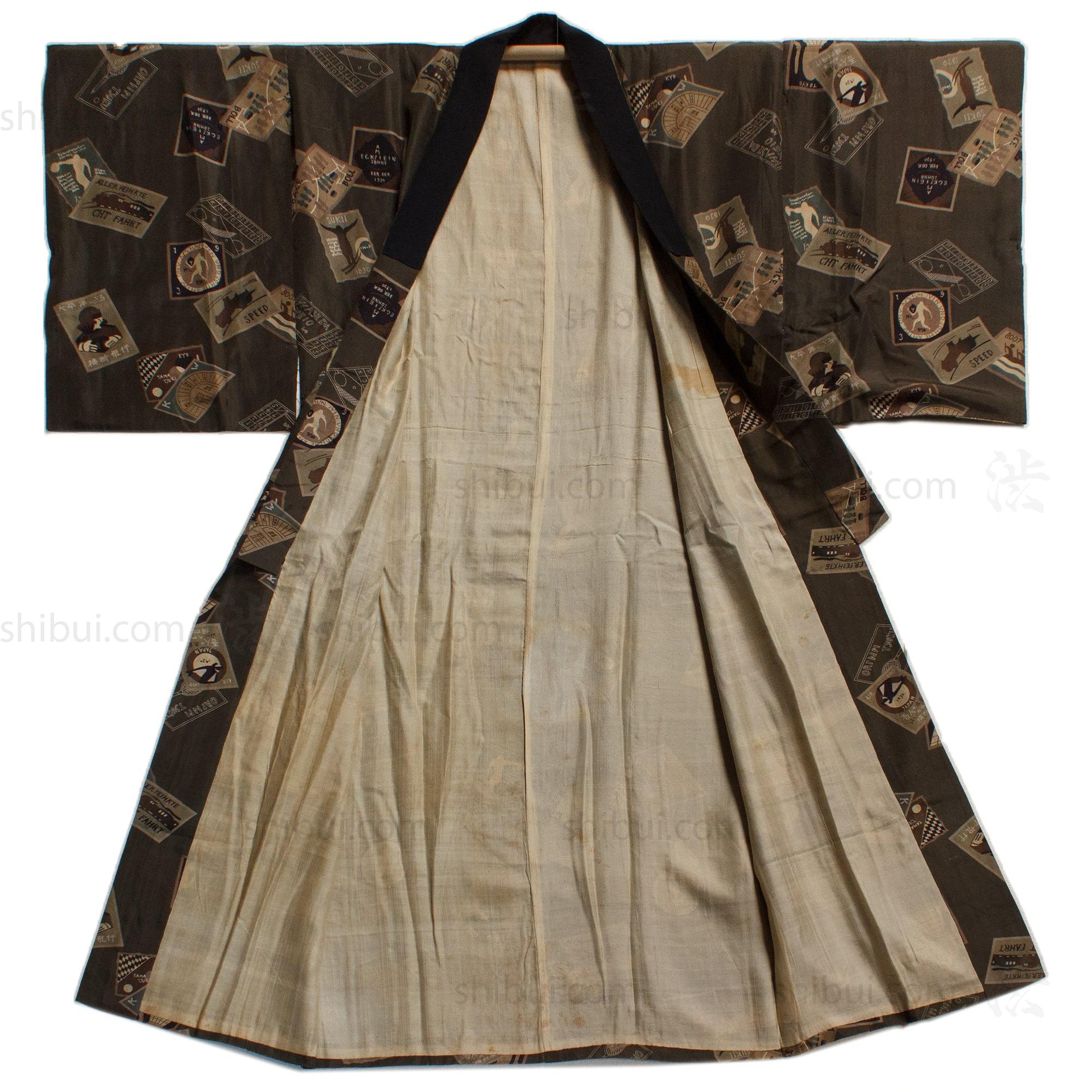 Rare Deco Men's Juban Under Kimono Celebrating Aviation