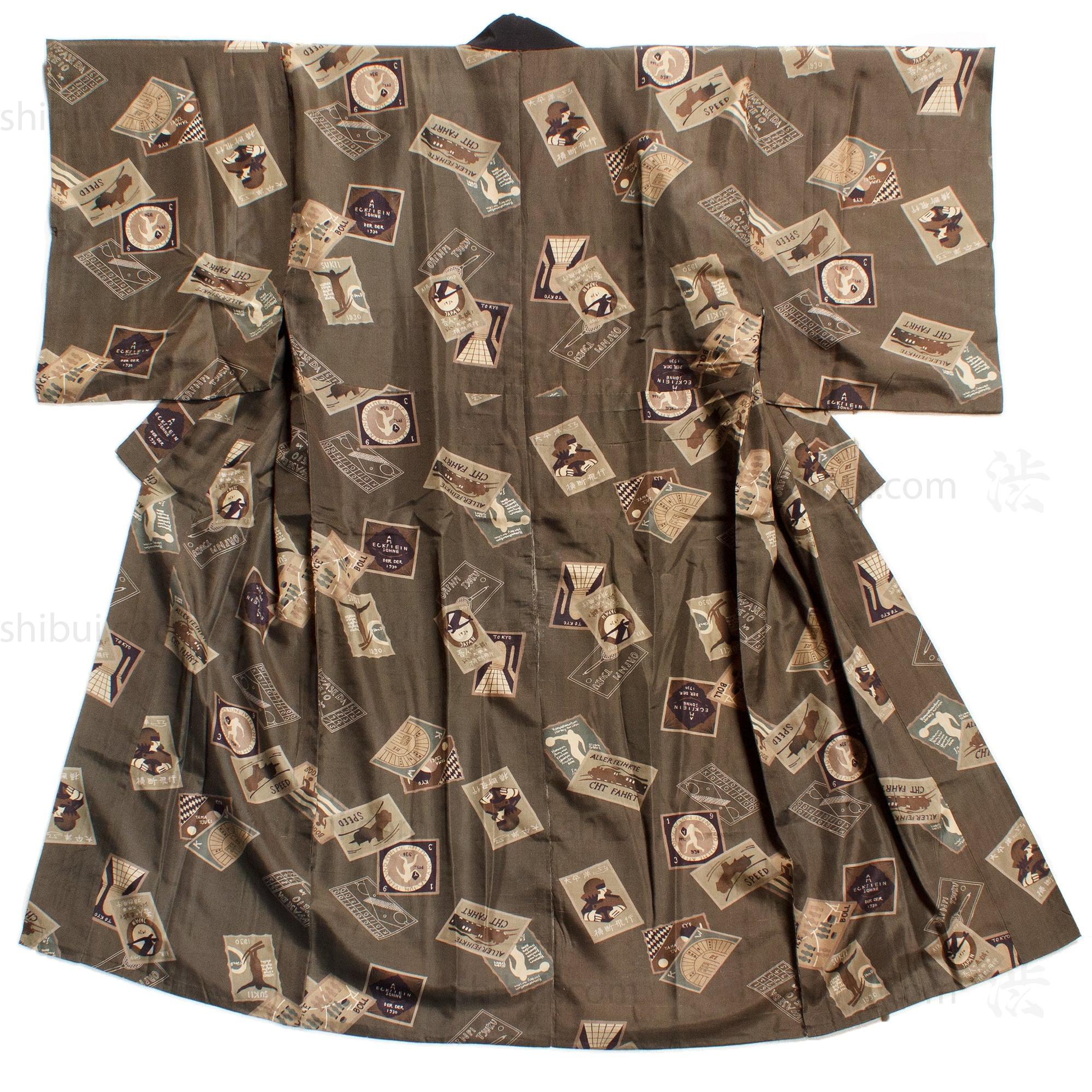 Rare Deco Men's Juban Under Kimono Celebrating Aviation