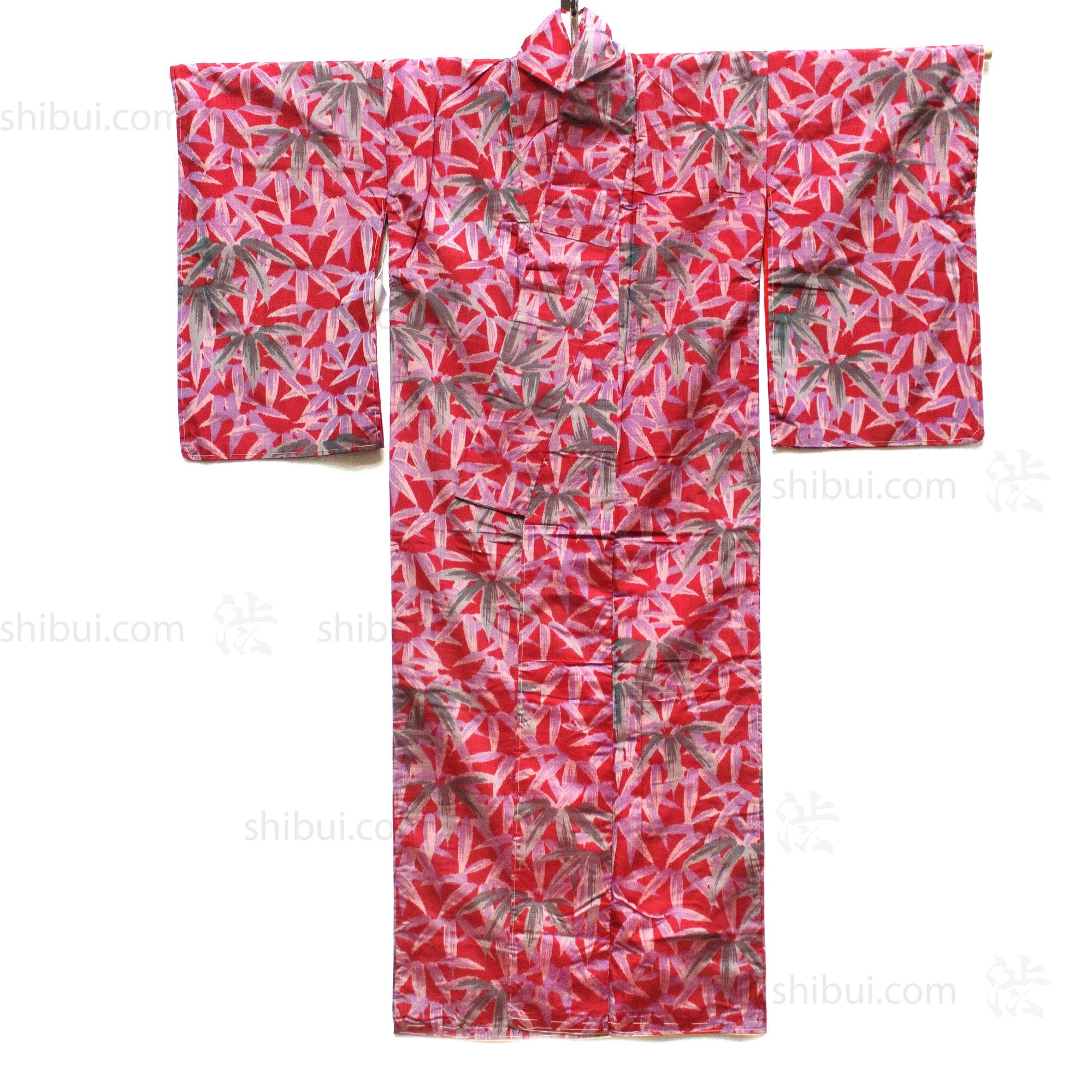 Meisen Silk Kimono with Bamboo Motif