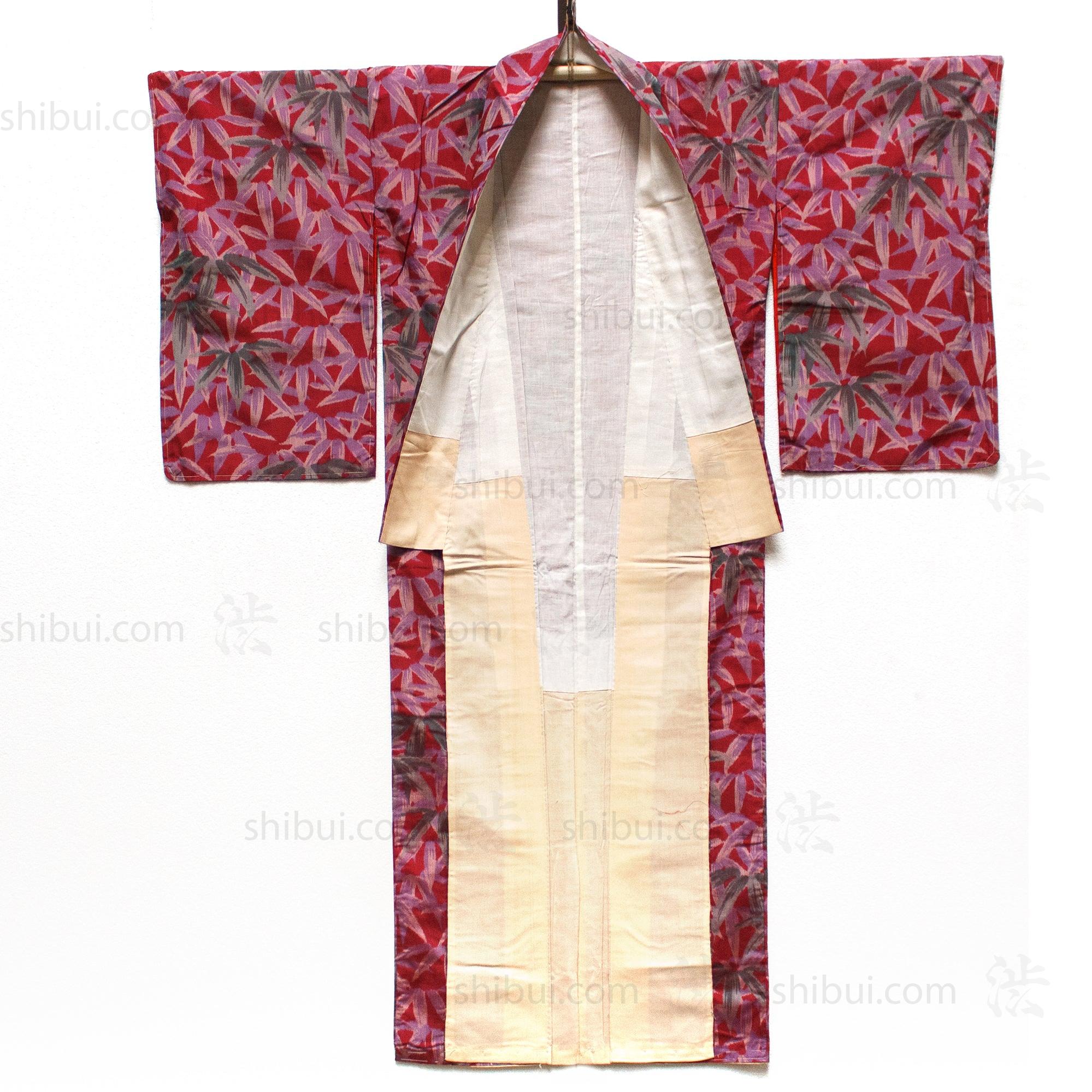 Meisen Silk Kimono with Bamboo Motif