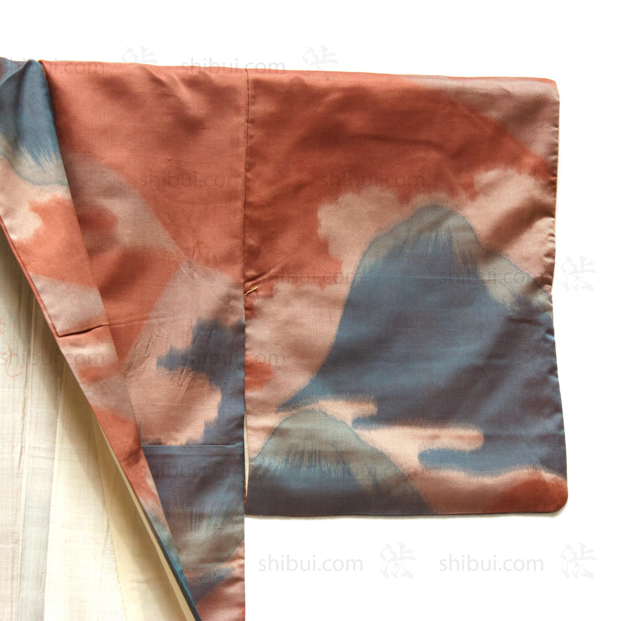 Meisen Silk Kimono with Mt Fuji Motif