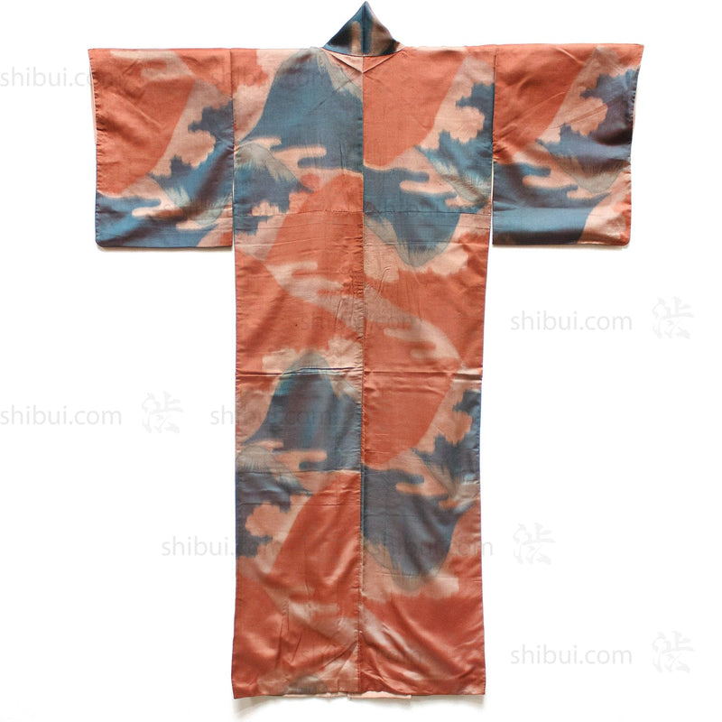 Meisen Silk Kimono with Mt Fuji Motif