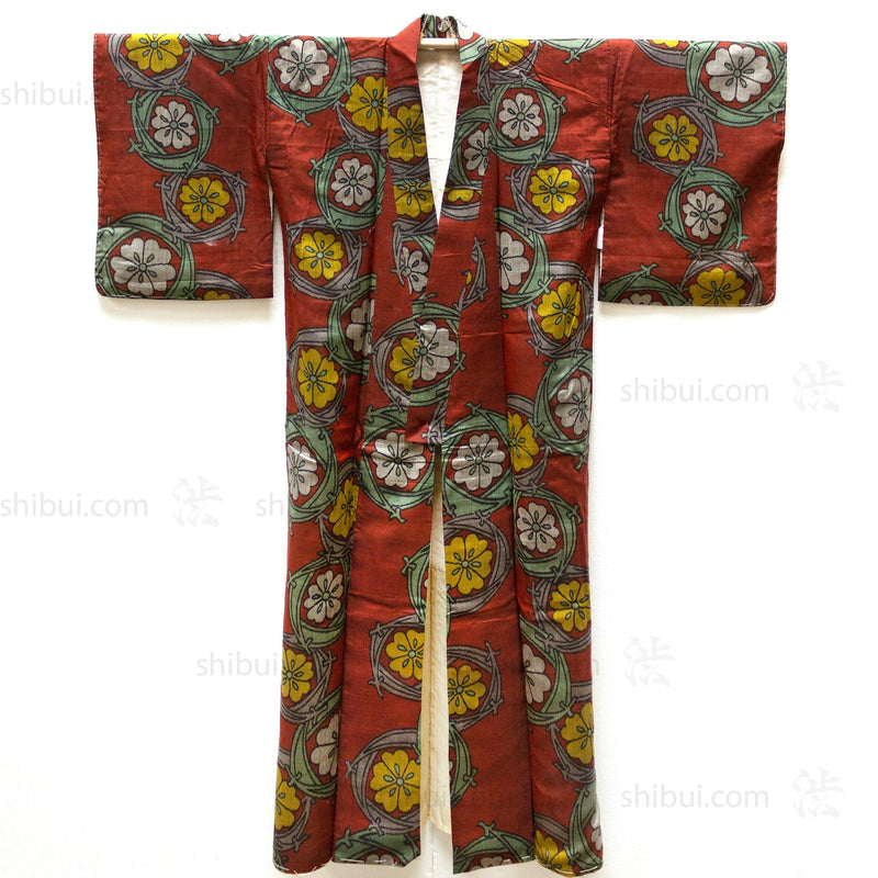 Meisen Silk Kimono with Floral Motif