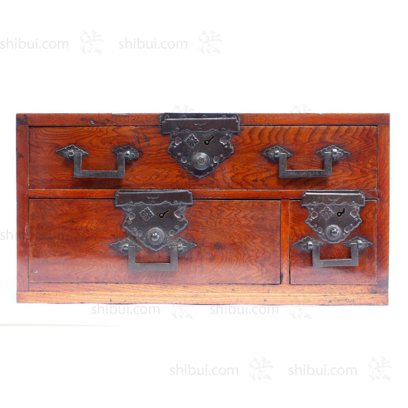 Antique ships' writing box japanese tansu from Sakata