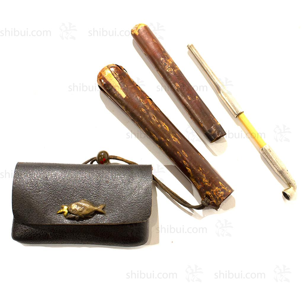 Tobacco Pouch with Cherry Bark Pipe Case