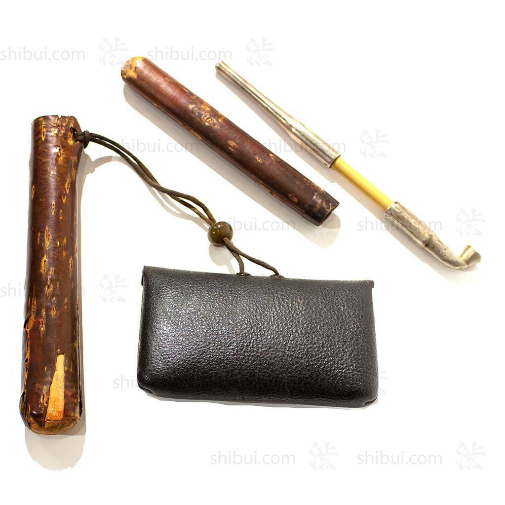 Tobacco Pouch with Cherry Bark Pipe Case