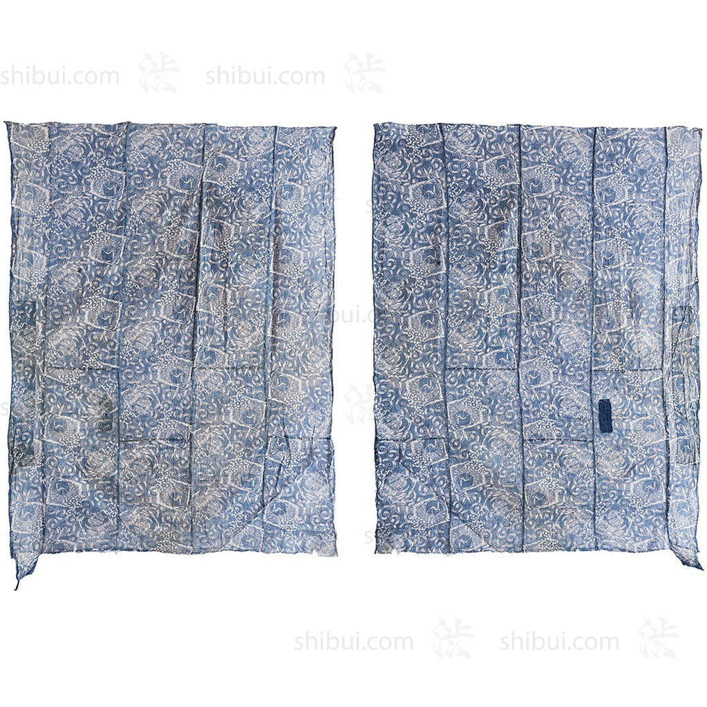 Katazome Futon Cover with Turtle, Crane and Bamboo Motif