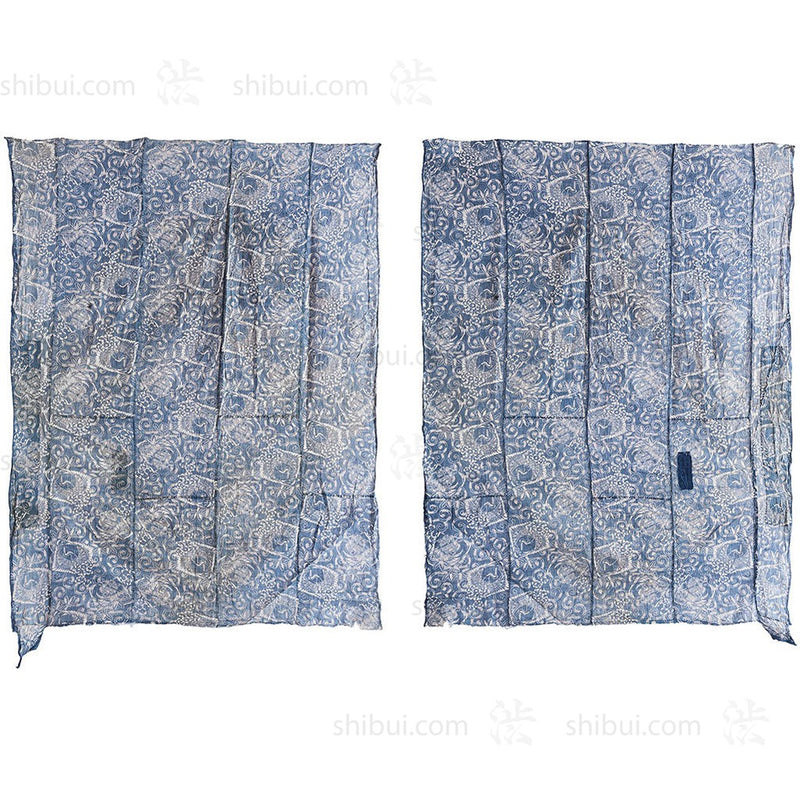 Katazome Futon Cover with Turtle, Crane and Bamboo Motif