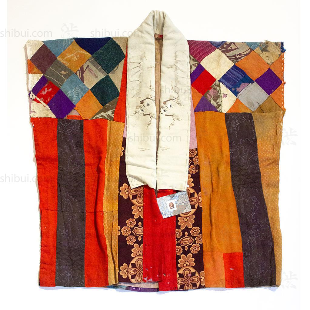 Chirimen Silk Yose Juban Japanese Antique Kimono