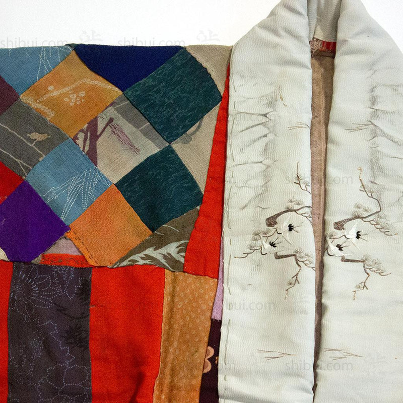 Chirimen Silk Yose Juban Japanese Antique Kimono