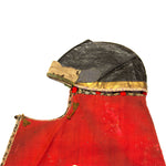 Samurai Leather Hat with Red Wool Drape