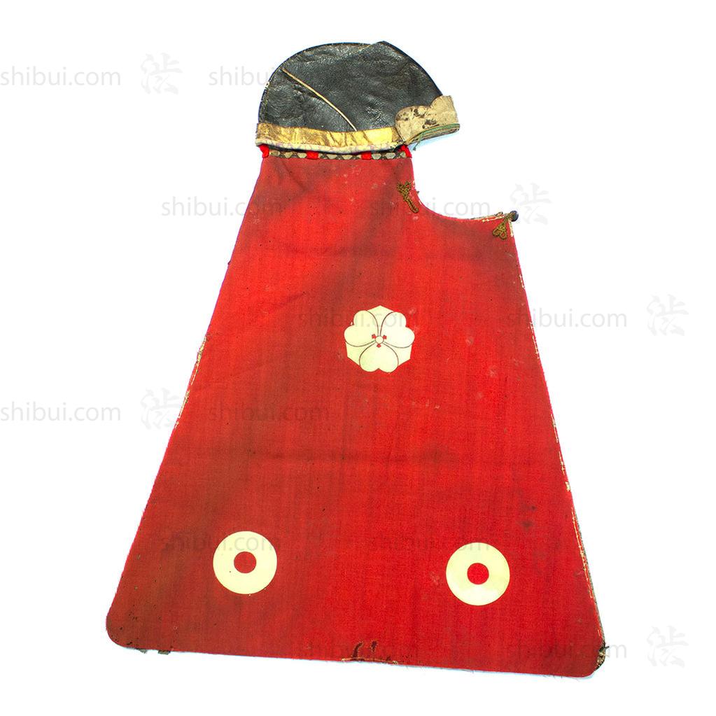 Samurai Leather Hat with Red Wool Drape