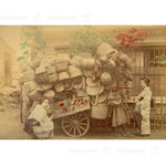Hand-tinted Meiji Era Photograph | Basket Merchant | Japanese Antique Photography | Albumen Photography | Japanese Decor