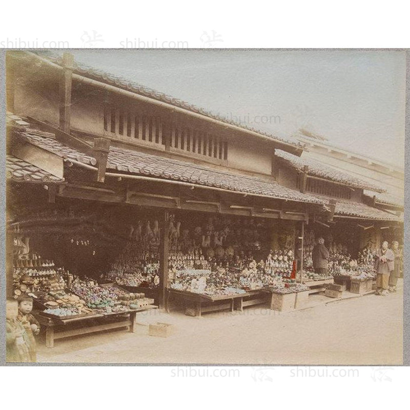 Hand-tinted Meiji Era Photograph | Market Scene | Japanese Antique Photography | Albumen Photography | Japanese Decor