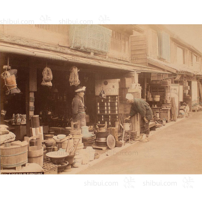 Framed Hand-tinted Meiji Era Photograph | Furniture Dealer | Japanese Antique Photography | Albumen Photography | Japanese Decor