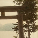 Chuzenji Lake with Torri Gate |  Hand Tinted Antique Albumen Print.