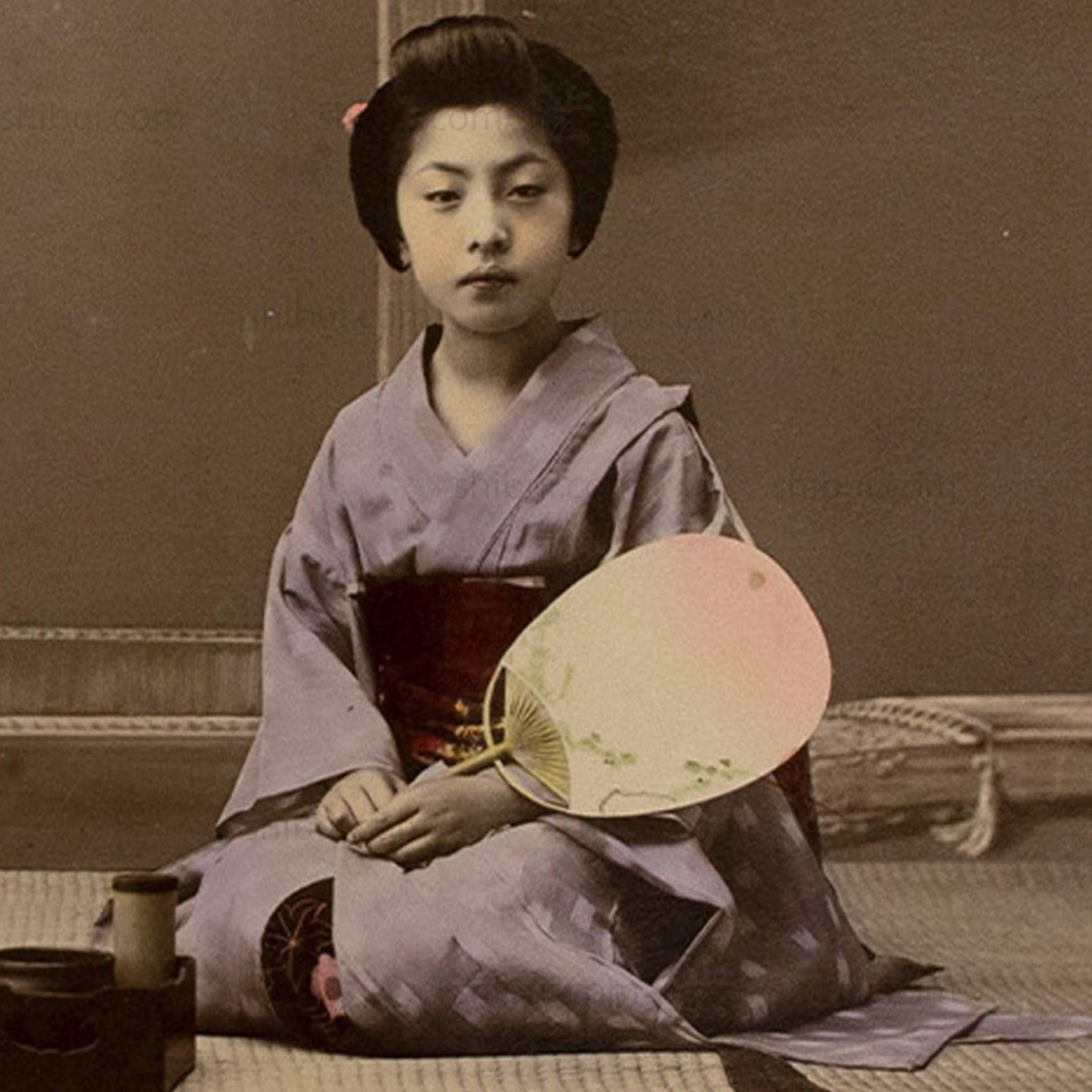 Women Visiting | Antique Japanese Hand Tinted Albumen Photo