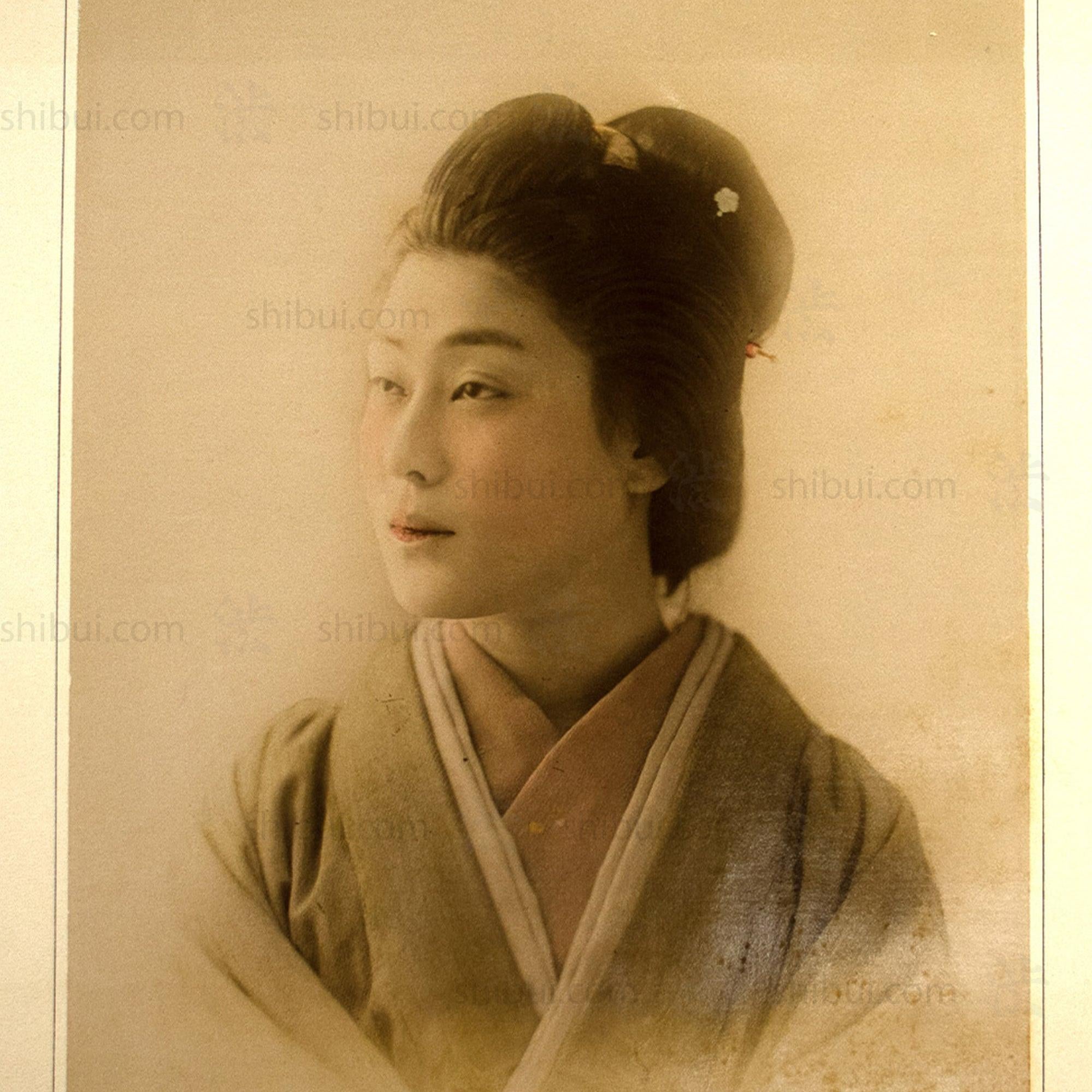 Hand Tinted Antique Japanese Albumen Portrait of a Woman