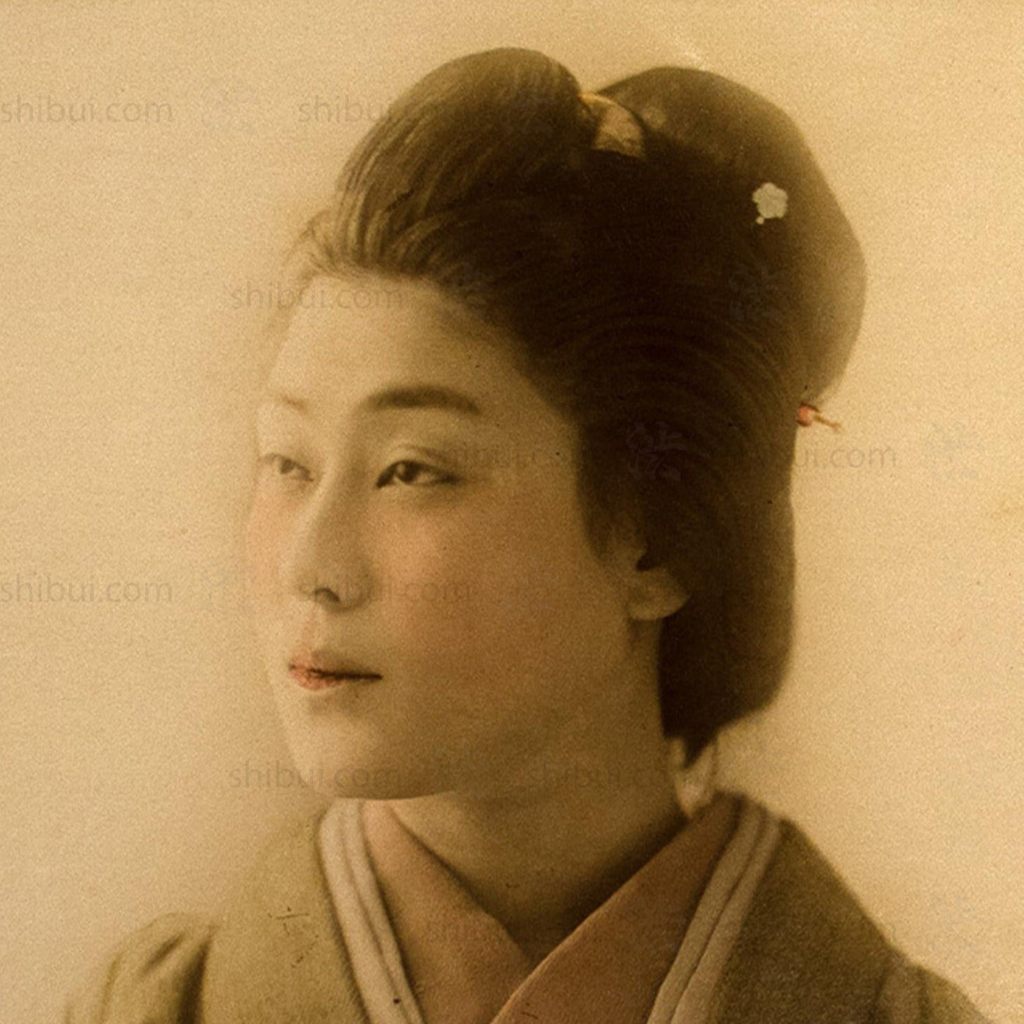 Hand Tinted Antique Japanese Albumen Portrait of a Woman