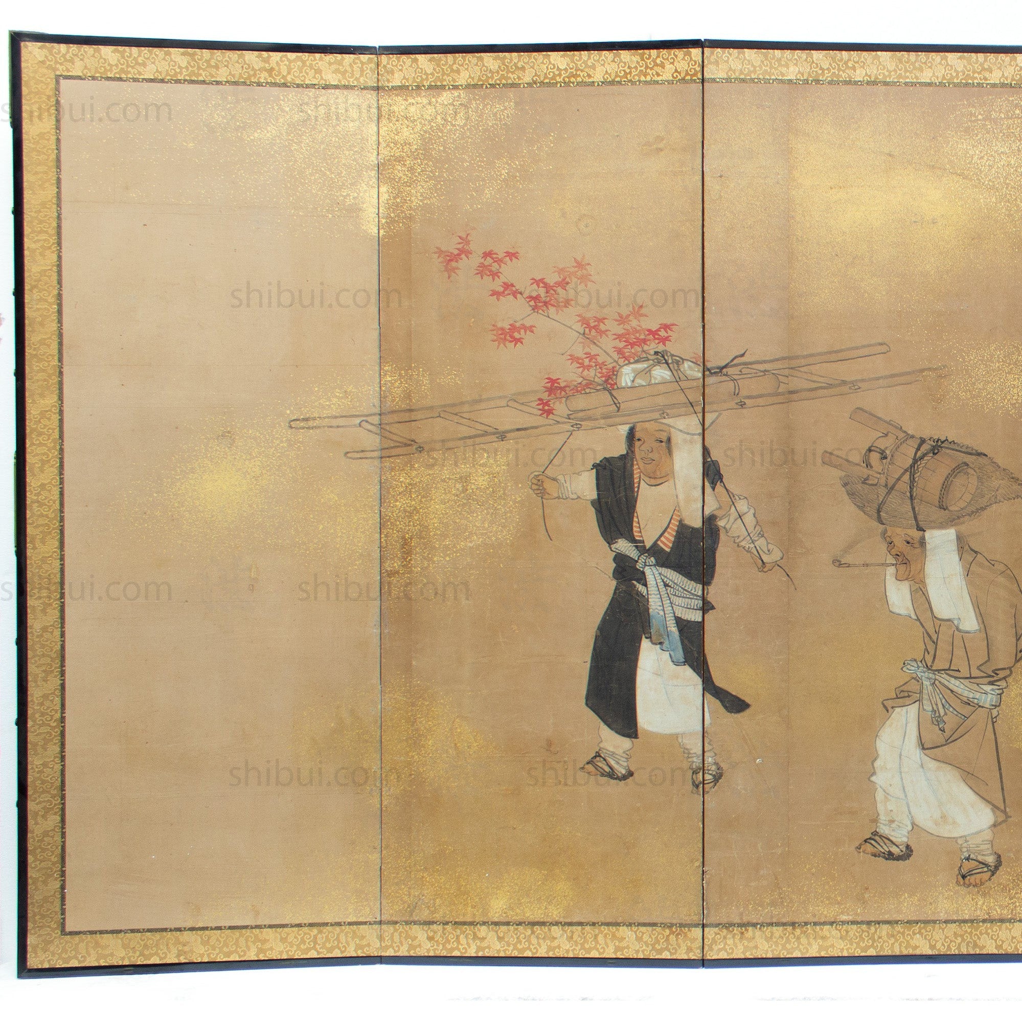 Japanese Antique Free-Standing Folding Screen Oharame Women Byobu