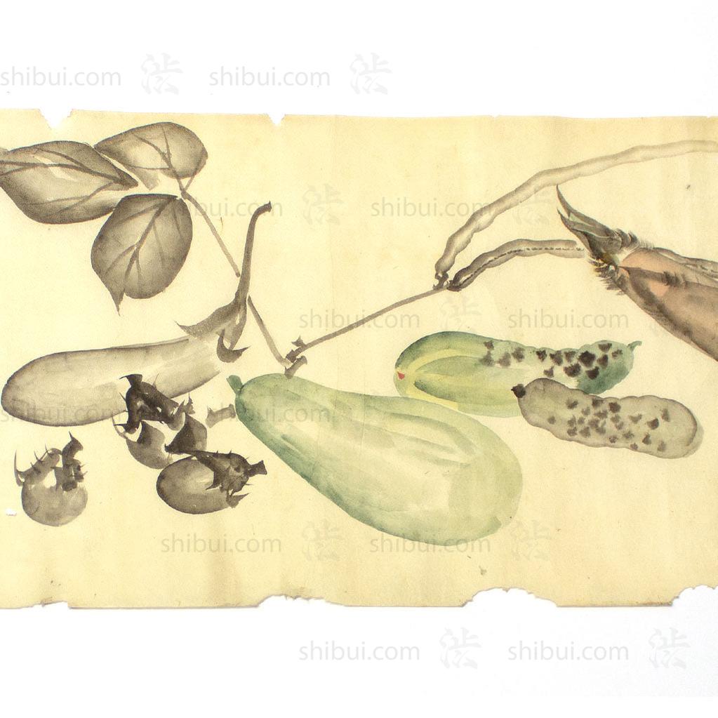 Antique Vegetable Hand Scroll Japanese