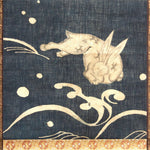 Rabbit and Waves Japanese Art  Scroll