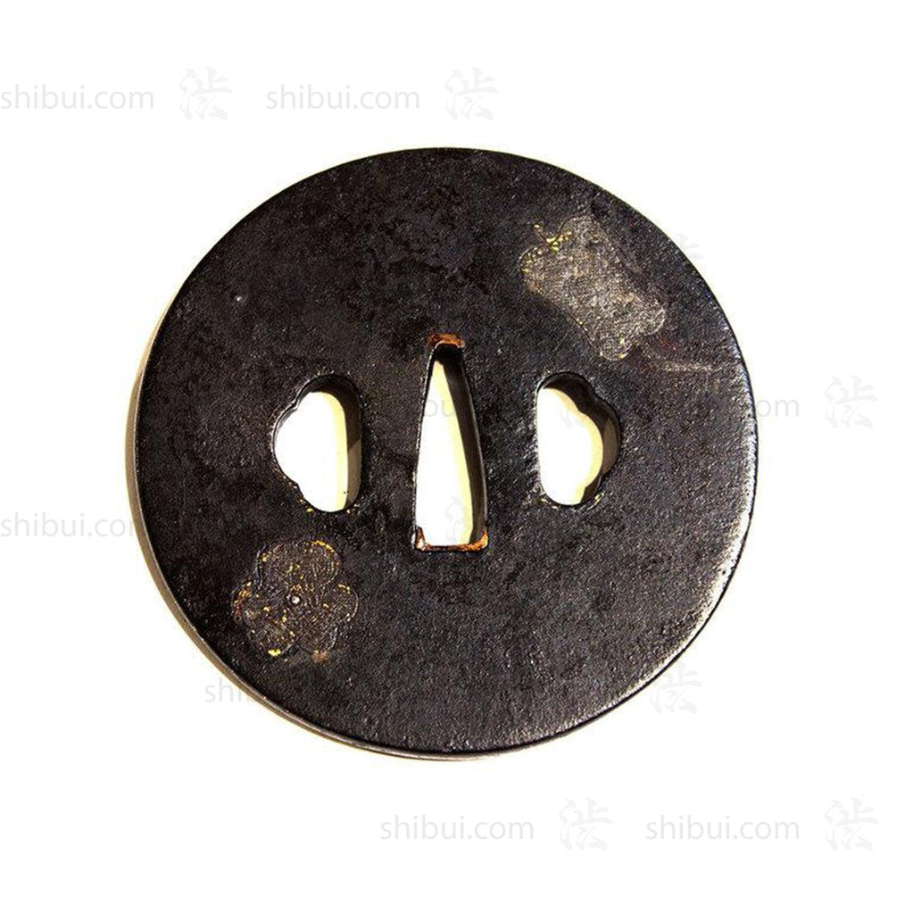 Katana Tsuba Sword Guard with Higo Zougan Inlay