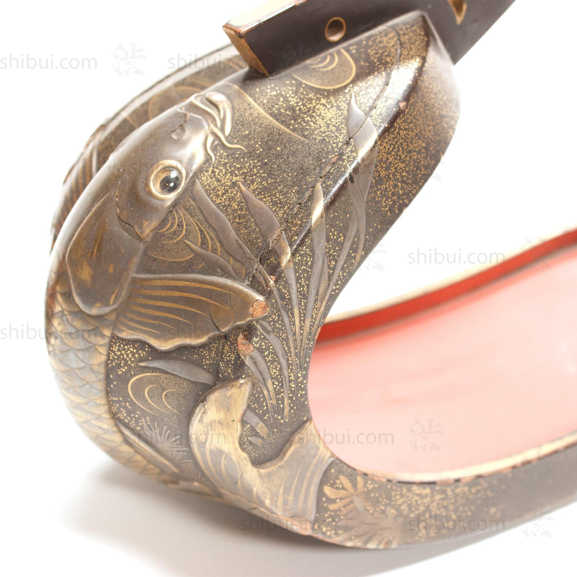 Lacquered Abumi Stirrups with Koi Motif