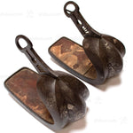 Abumi Stirrups with Inlaid Silver Shishi Motif