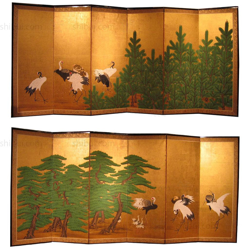 Gold Crane Screen Pair of Wedding Screens