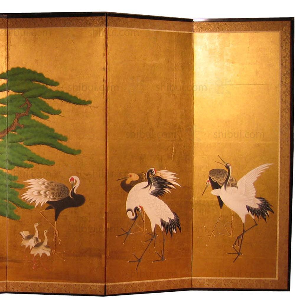Gold Crane Screen Pair of Wedding Screens