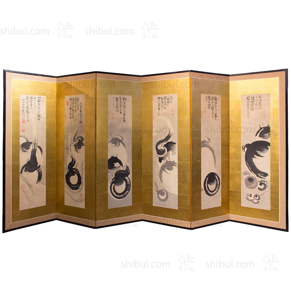 six panel gold leaf zen screen