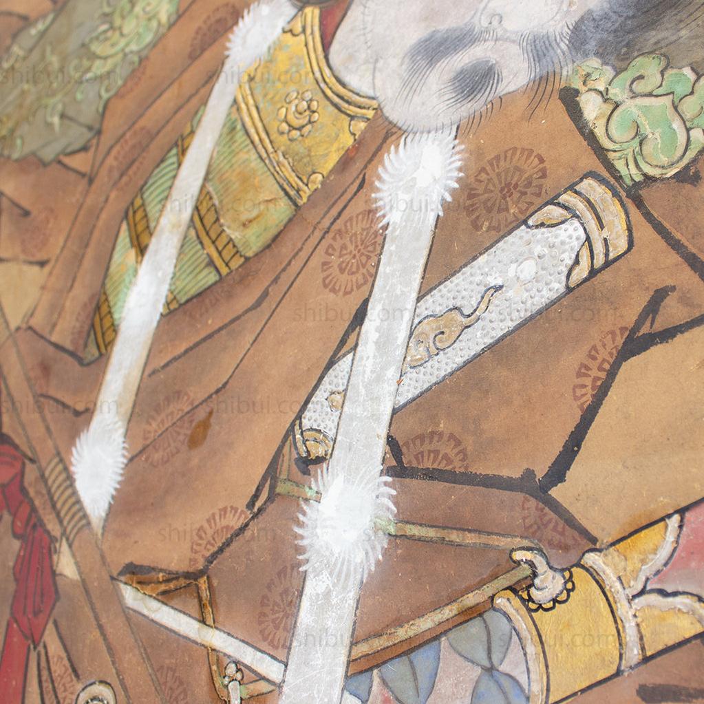 Japanese Antique Screen 6 Panel Byobu Samurai