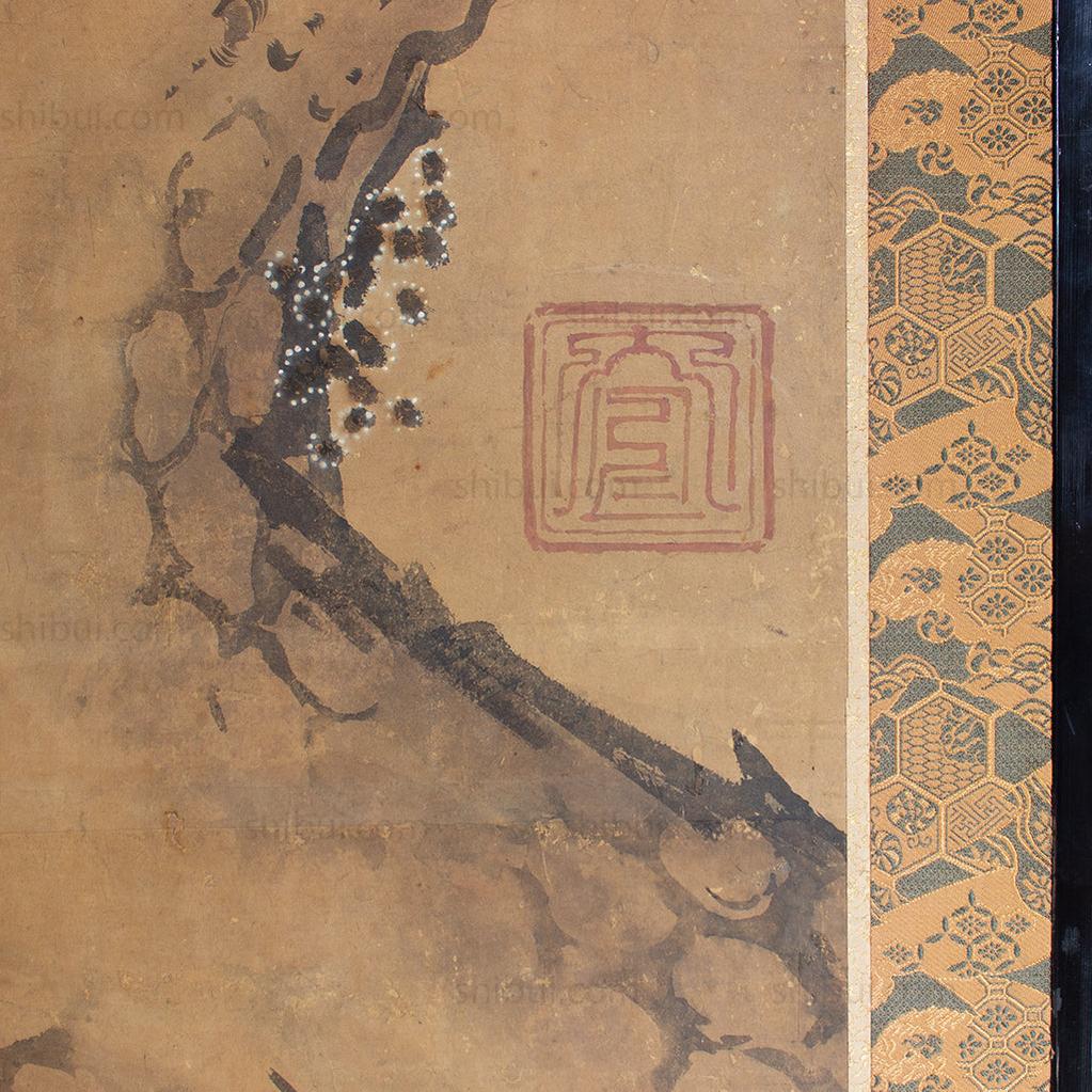 Japanese Antique Screen 6 Panel Byobu Samurai