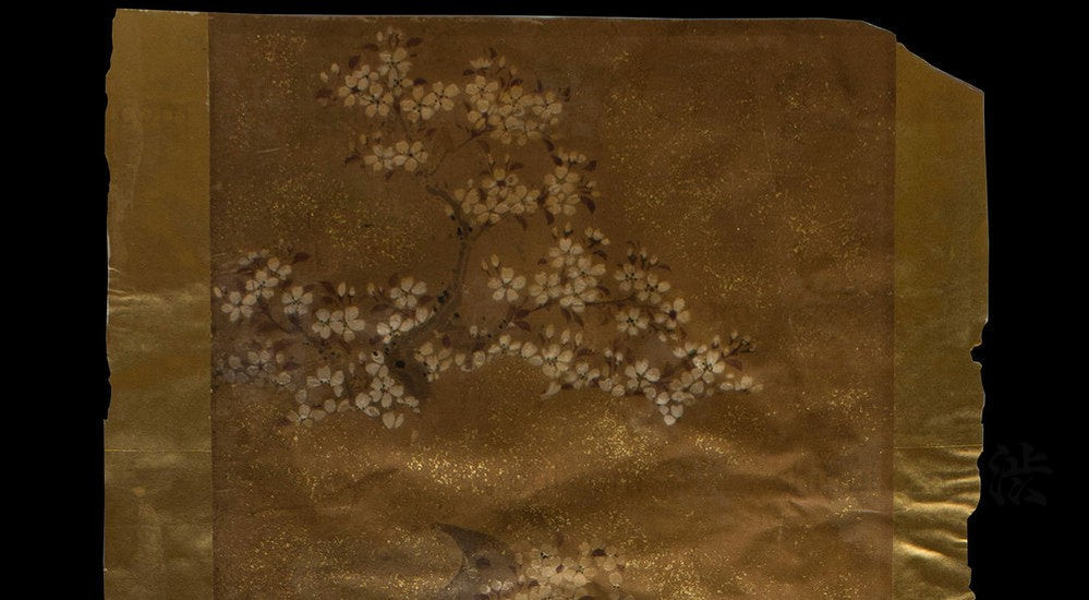 closeup of painting with cherry blossoms