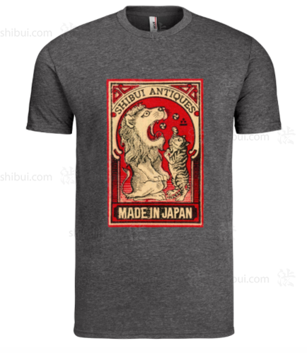 Heather Gray 'SHIBUI' "Lion & Cat" Matchbox Cover T-Shirt