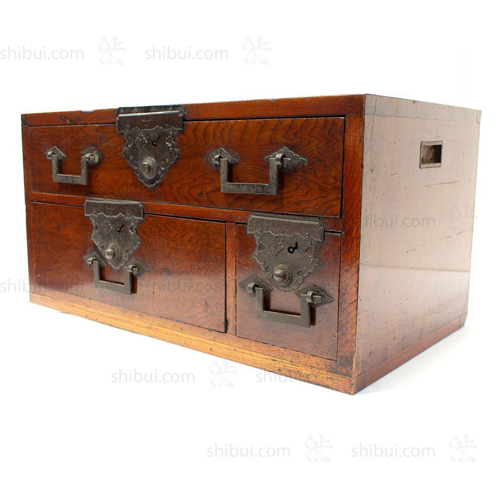 Japanese Antique Tansu Furniture Ships' Writing Box from Sakata