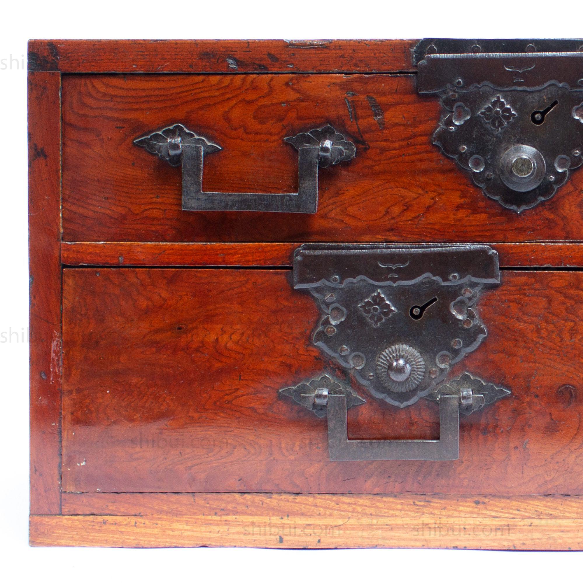 Japanese Antique Tansu Furniture Ships' Writing Box from Sakata