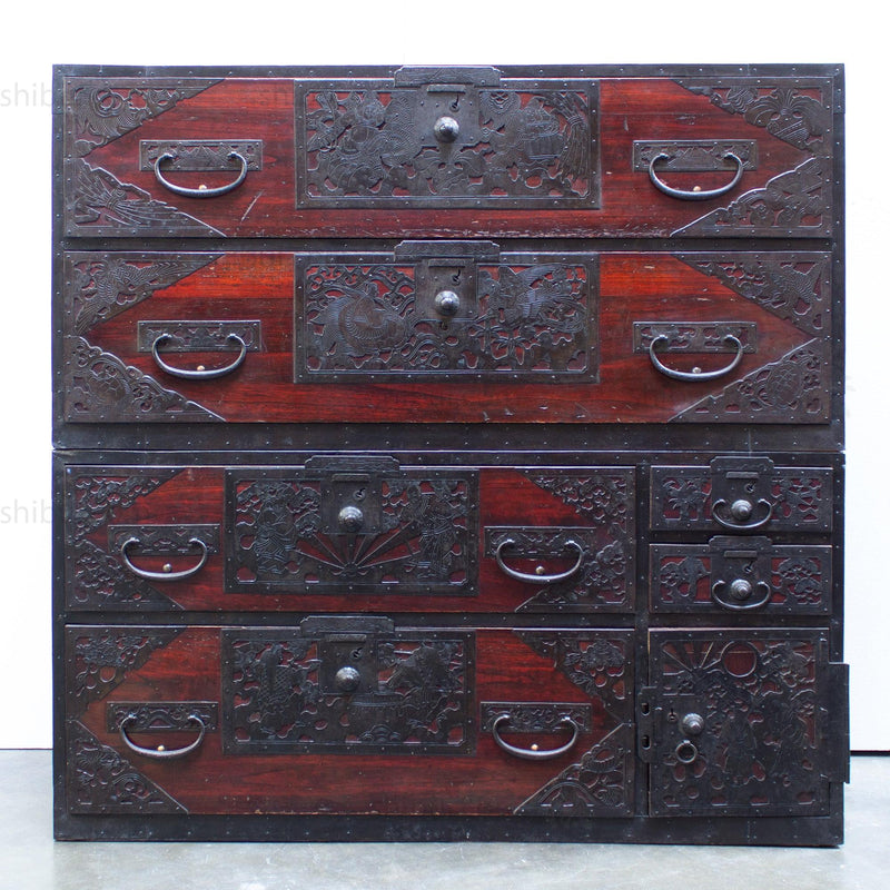 Rare Two Section Clothing Chest from Yahata, Sado Island Japanese Antique Furniture