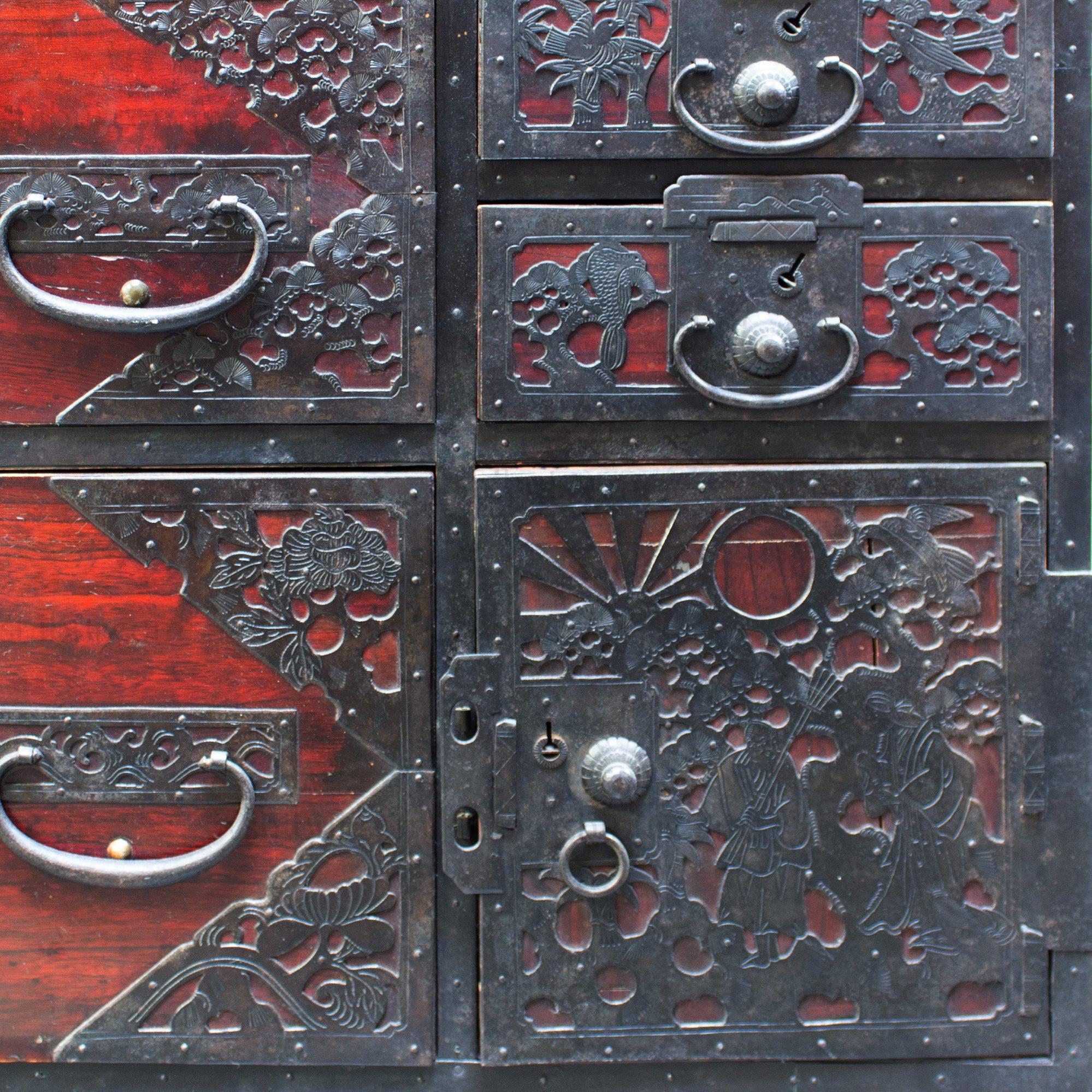 Rare Two Section Clothing Chest from Yahata, Sado Island Japanese Antique Furniture