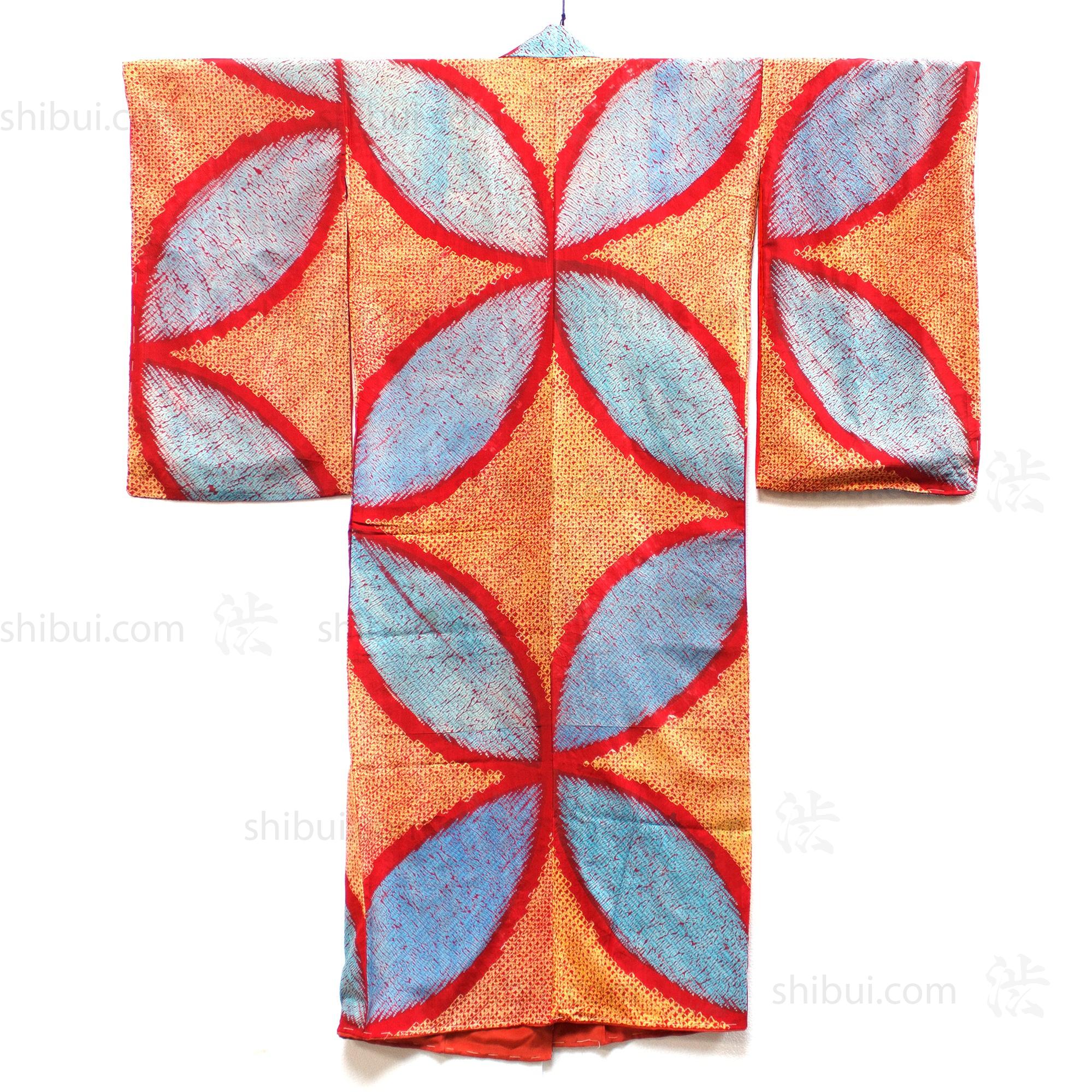 Shibori Dyed Hand Sewn Silk Kimono