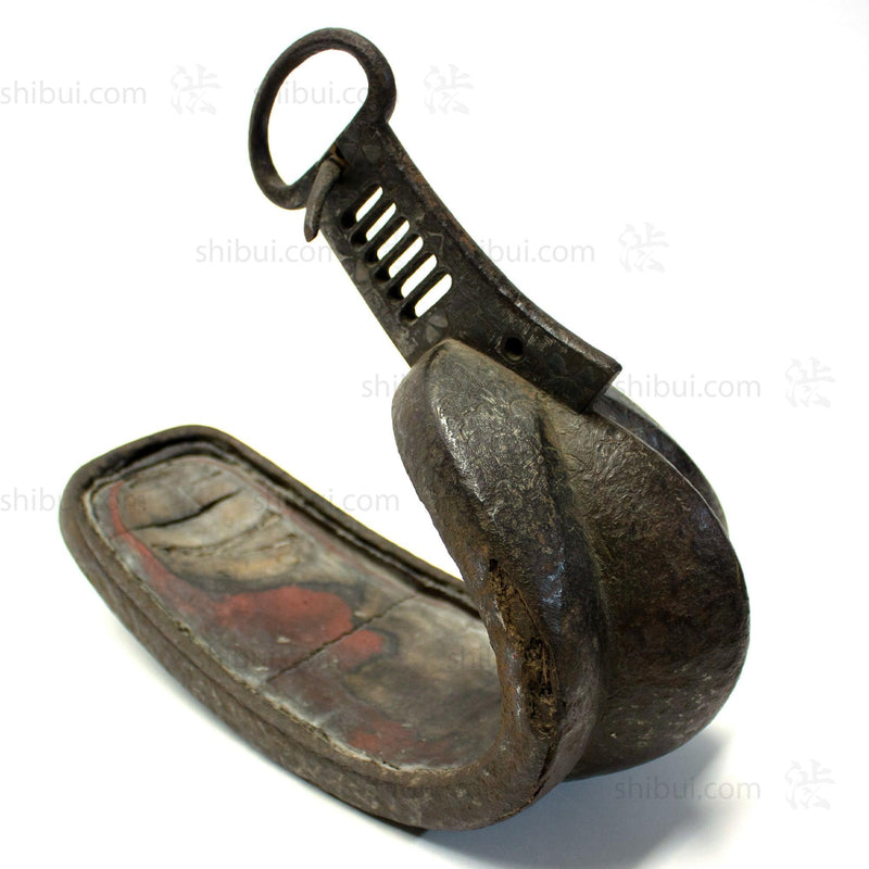 Japanese Antique Abumi Stirrup with Silver Inlay