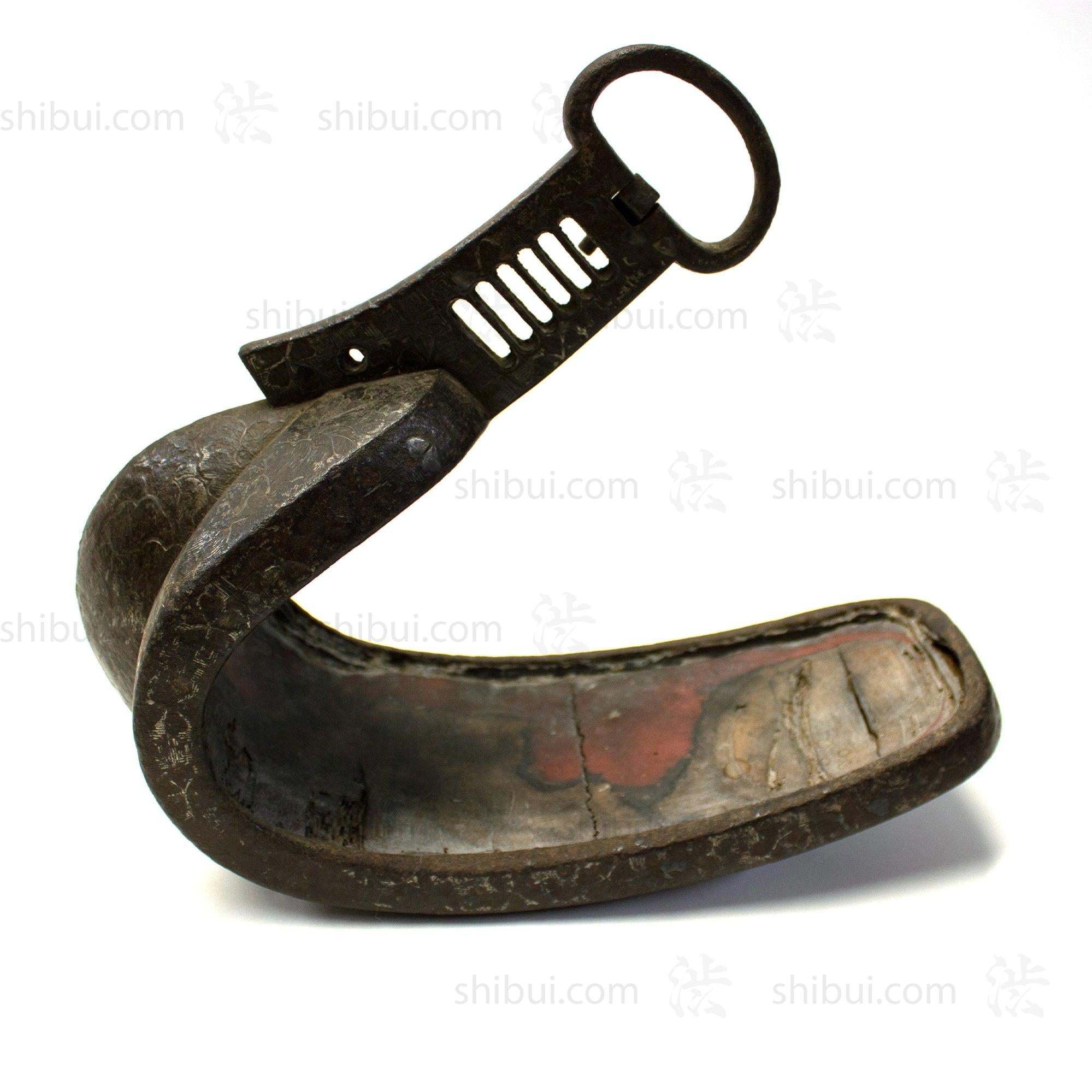 Japanese Antique Abumi Stirrup with Silver Inlay
