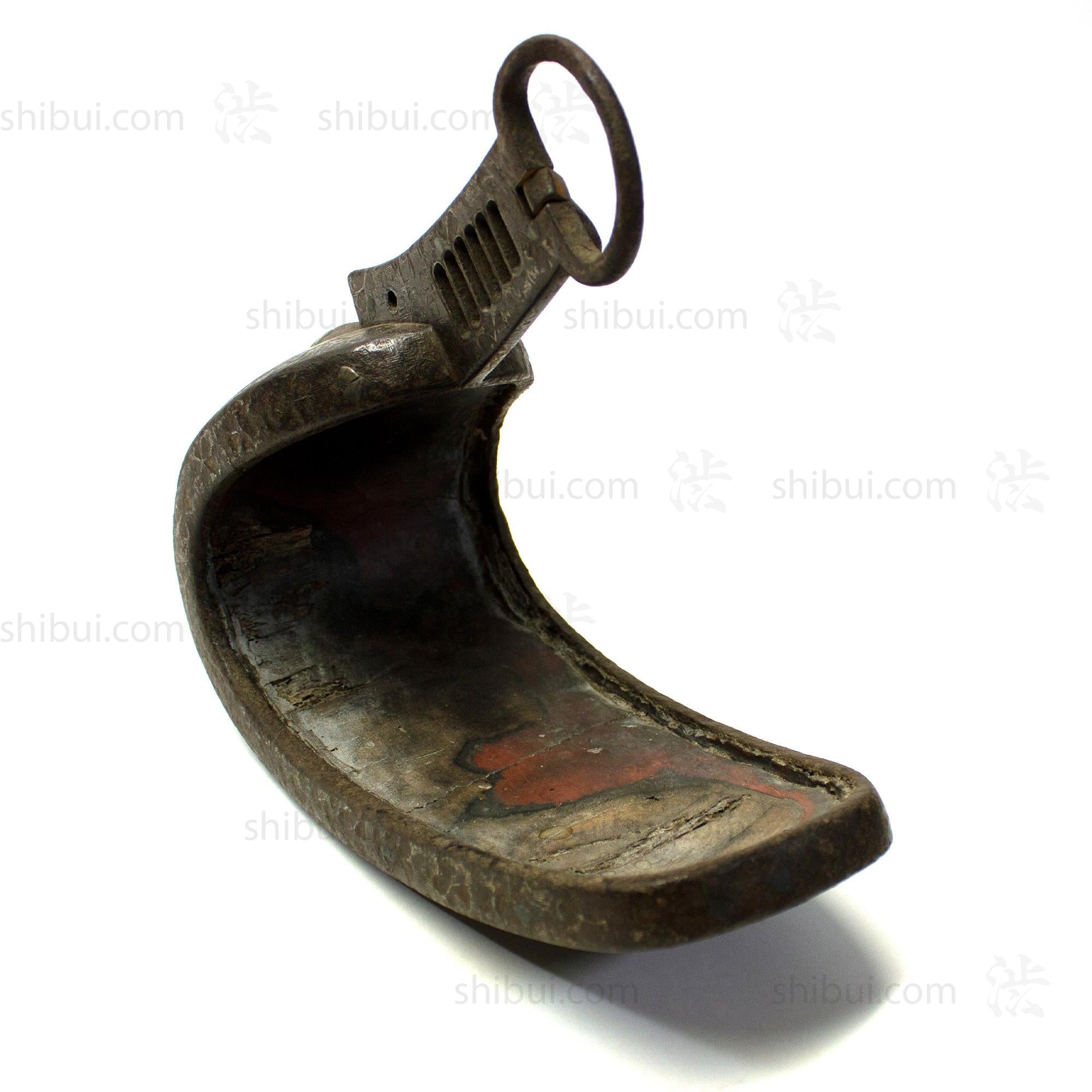 Japanese Antique Abumi Stirrup with Silver Inlay