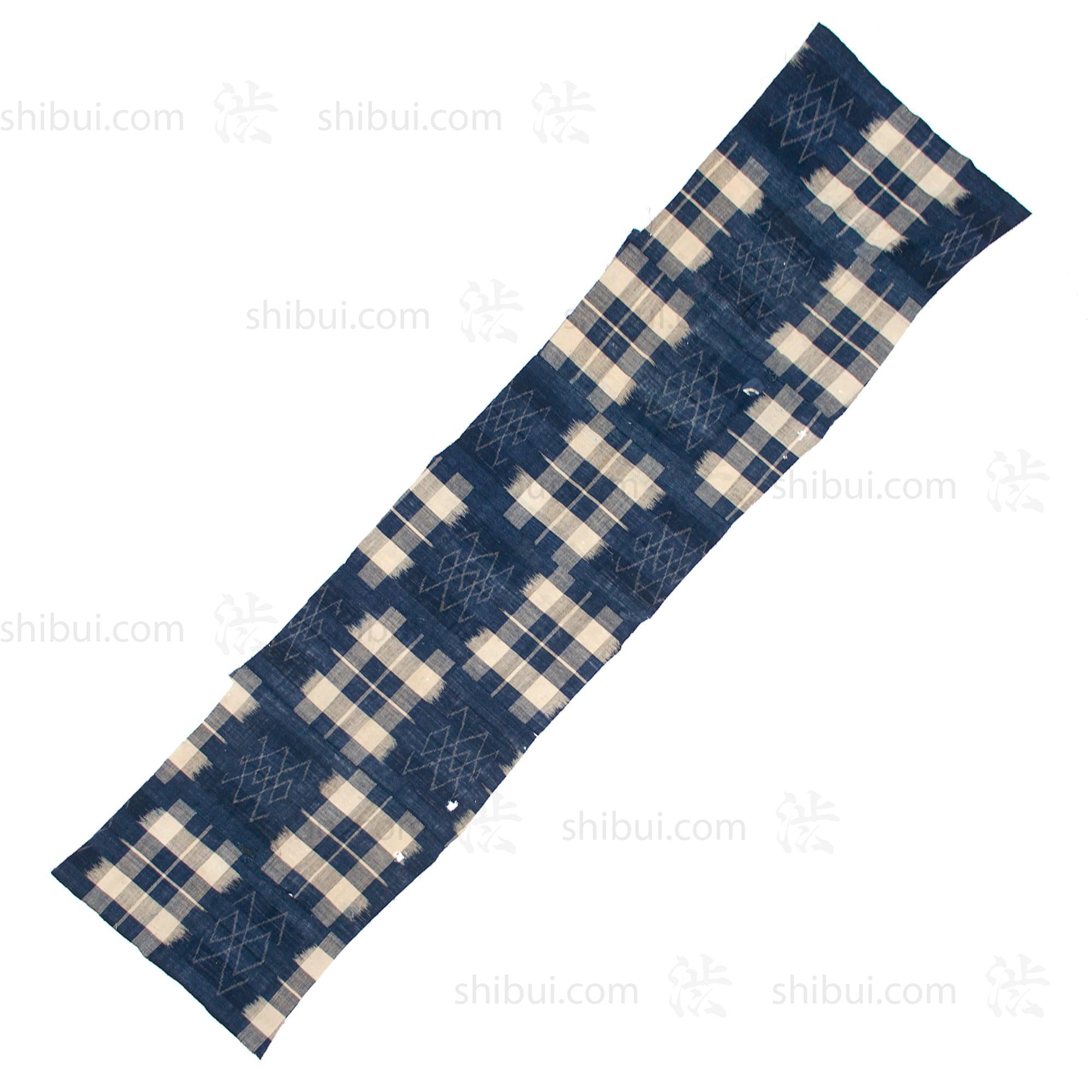 Japanese Indigo Boro Kasuri Cloth with Well Crib Design