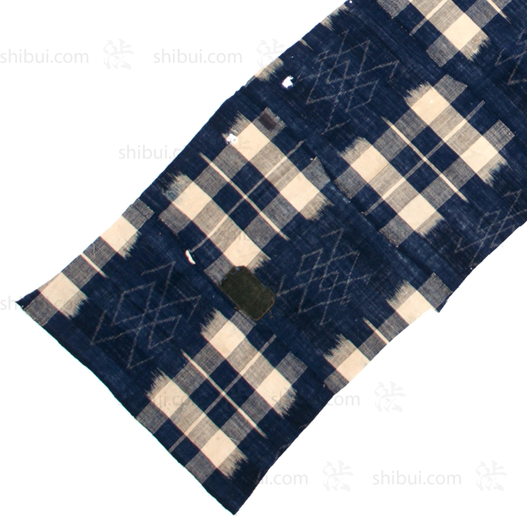 Japanese Indigo Boro Kasuri Cloth with Well Crib Design