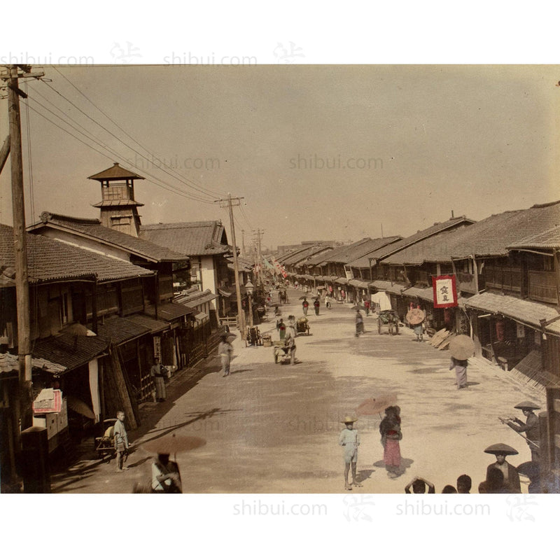 Street View |  Japanese Antique Hand Tinted Albumen Photo