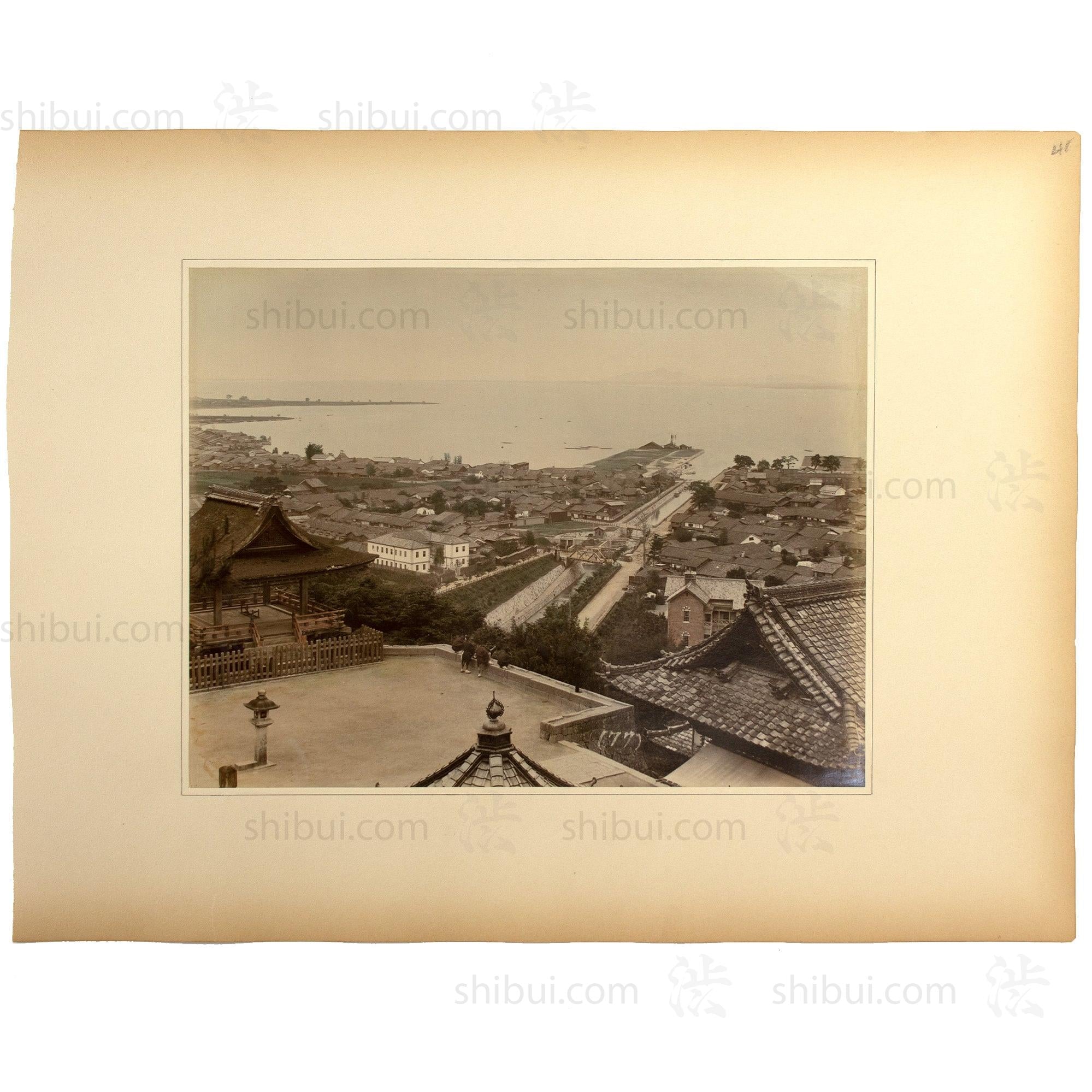 Antique Hand Tinted Albumen Photo of Otsu and Lake Biwa as Seen from Miidera TempleJapanese Photography |