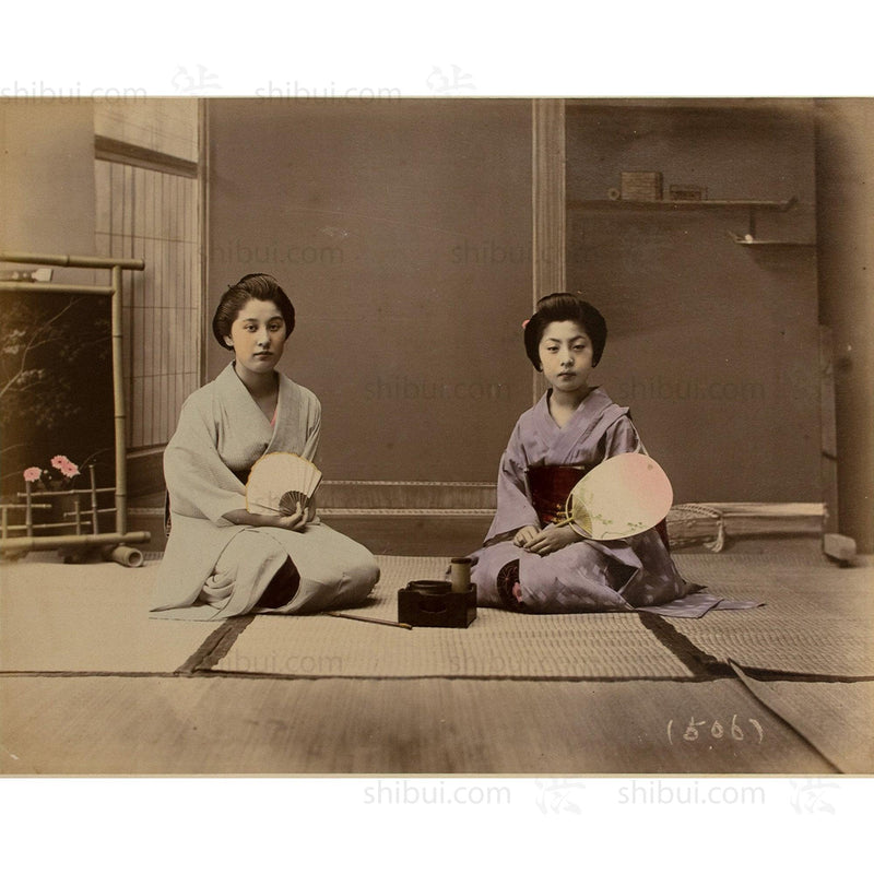 Women Visiting | Antique Japanese Hand Tinted Albumen Photo